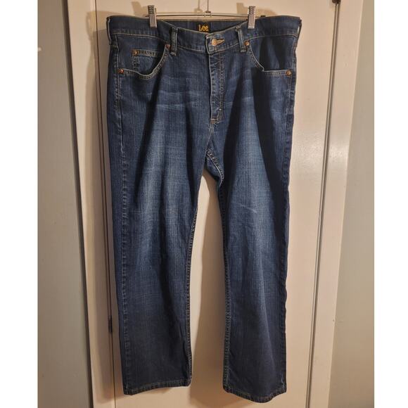 Lee Relaxed Fit Jeans 38x29 Dark Blue Straight Leg Mexico Made Classic Dadcore - Picture 1 of 10
